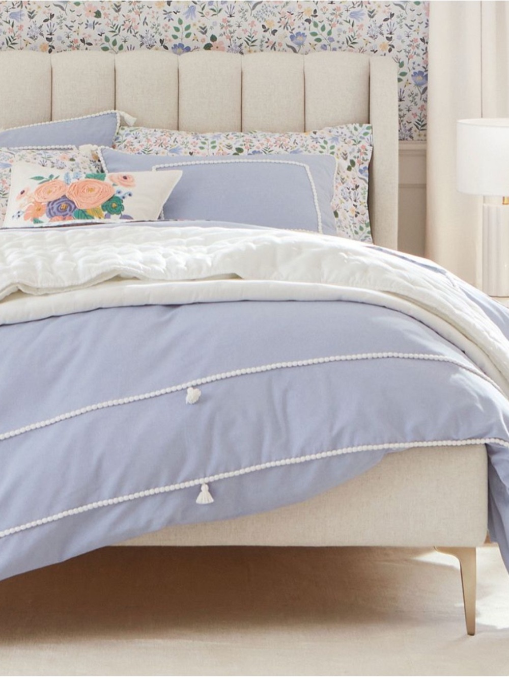 Pottery Barn Chambray Tassel Duvet Cover AND sham- TWIN